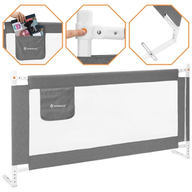 Barierka ochronna na łóżko Springos HA7527 szara 160 cm (5908455305518) - obraz 4