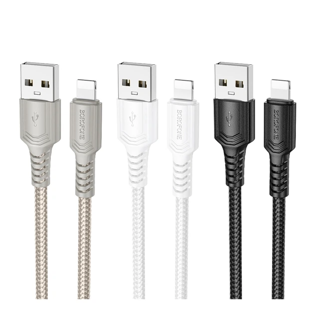 Кабель для заряджання та передачі даних USB Borofone BX116 Fast charging 2.4A USB to Lightning 1метр Black - Фото 2 Кабель для заряджання та передачі даних USB Borofone BX116 Fast charging 2.4A USB to Lightning 1метр Black - зображення 2