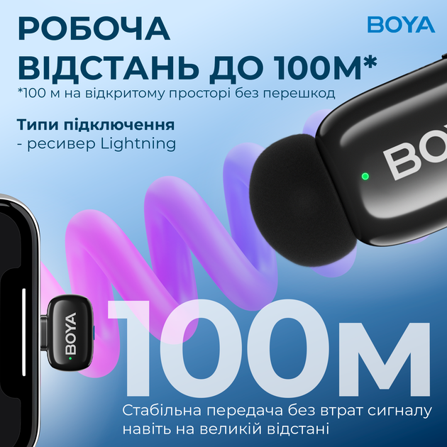 Бездротовий петличний мікрофон BOYA mini-16 Lightning Black - зображення 9