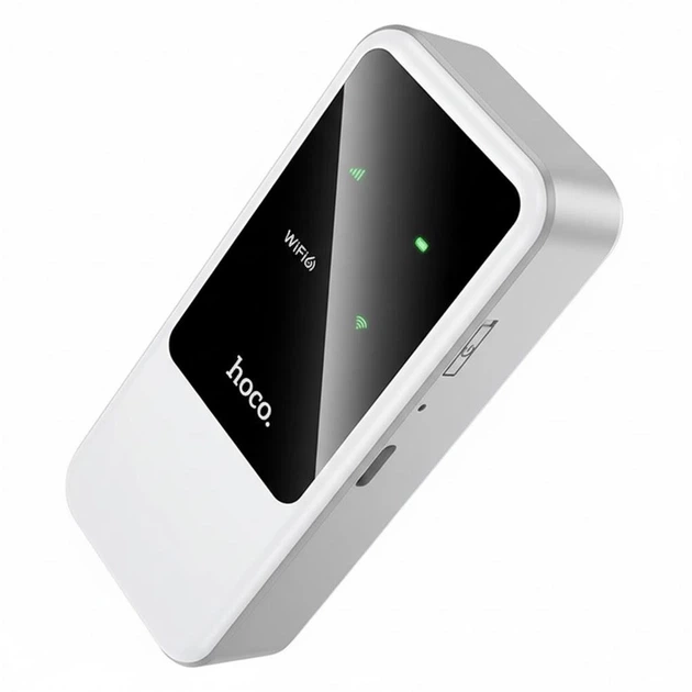 Мобильный роутер HOCO HI42, Wi-Fi 6, 2×2000 mAh, автономная работа до 8 часов, 2,4 ГГц, скорость загрузки до 150 Мбит/с, белый - Фото 4 Мобильный роутер HOCO HI42, Wi-Fi 6, 2×2000 mAh, автономная работа до 8 часов, 2,4 ГГц, скорость загрузки до 150 Мбит/с, белый - изображение 4