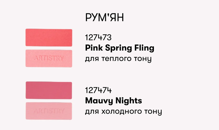 Рум'яна кремові та пудрові Artistry Go Vibrant Amway 127473 Pink Spring Fling - зображення 4