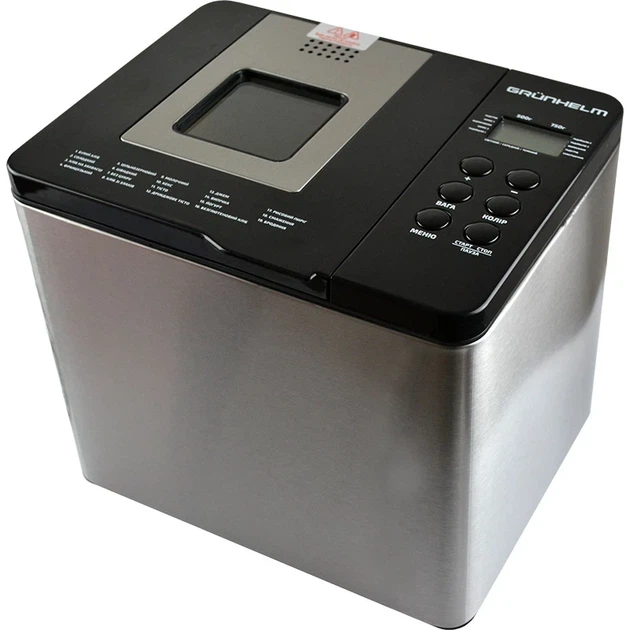 Хлібопічка Grunhelm GBM750 Stainless steel/black UA - изображение 5