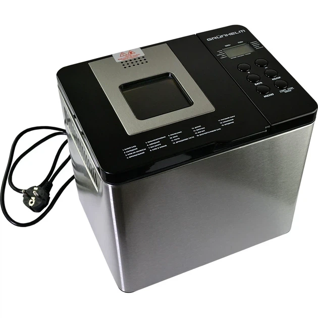 Хлібопічка Grunhelm GBM750 Stainless steel/black UA - изображение 6