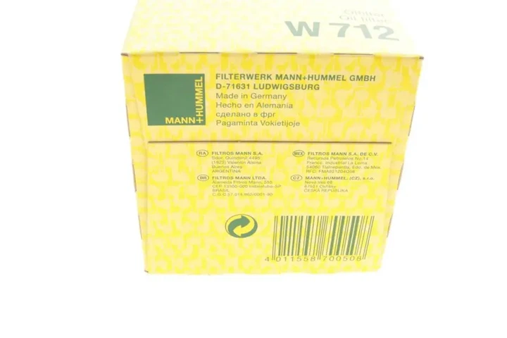 Фільтр масляний Opel Kadett/Ascona/Rekord 1.0-2.4i 62-00 (бензин) MANN-FILTER W 712 - изображение 5