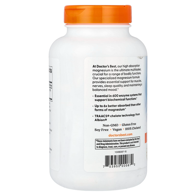 Хелатний магній Doctor's Best "High Absorption Magnesium" 100 мг (240 таблеток) - зображення 3