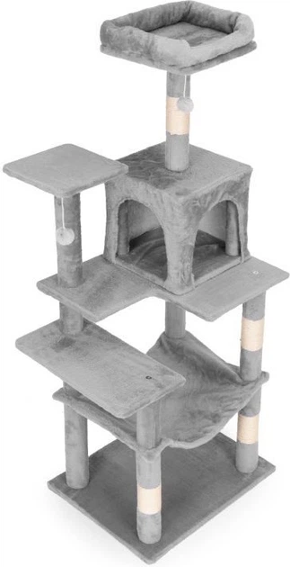 Drapak Petsi AIE-ATS39 wieża z domkiem 146 cm Szary (5905817010448) - obraz 2