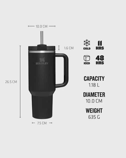 Термокружка Stanley Quencher H2.0 Tumbler из нержавеющей стали 1,18 л Black - зображення 2
