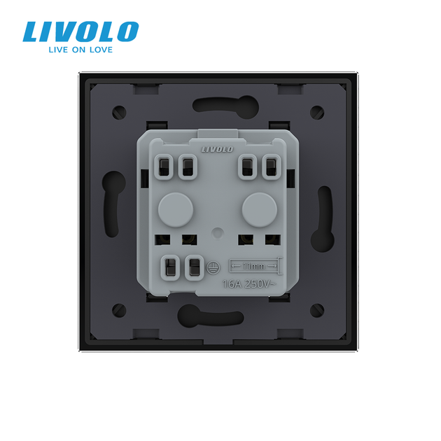 Электрическая розетка LIVOLO с крышкой IP44, заземление, чёрная, настенная, стеклянная рамка, 250В 16А - Фото 4 Электрическая розетка LIVOLO с крышкой IP44, заземление, чёрная, настенная, стеклянная рамка, 250В 16А - изображение 4