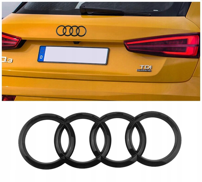 AUDI Ауди Эмблема задняя на крышку багажника 202 мм audi A4 (B9), A5 (F5), A6 (C8), A7 (C8) Q8 цвет черный глянец - Фото 4 AUDI Ауди Эмблема задняя на крышку багажника 202 мм audi A4 (B9), A5 (F5), A6 (C8), A7 (C8) Q8 цвет черный глянец - изображение 4