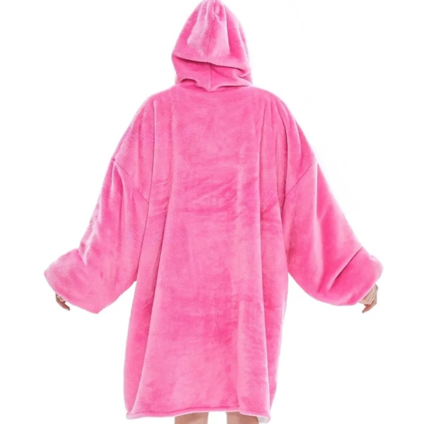 Плед толстовка с капюшоном и рукавами Huggle Hoodie оверсайз Розовый One Size - изображение 8