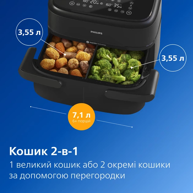 Мультипечь PHILIPS Ovi Dual NA150/00 с двумя корзинами - изображение 2