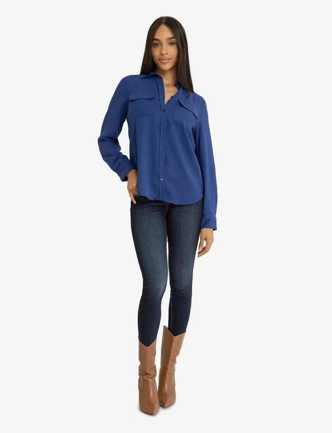 Сорочка жіноча U.S. Polo Assn. (2463299138126) CHEST POCKET XS синя - зображення 2