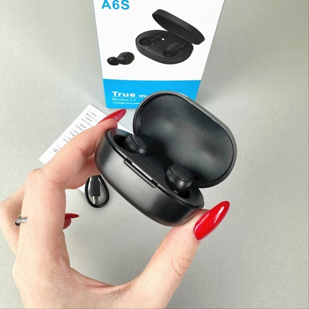Бездротові вакуумні Bluetooth навушники Air Twins A6S TWS гарнітура з боксом для зарядки - Фото 4 Бездротові вакуумні Bluetooth навушники Air Twins A6S TWS гарнітура з боксом для зарядки - зображення 4