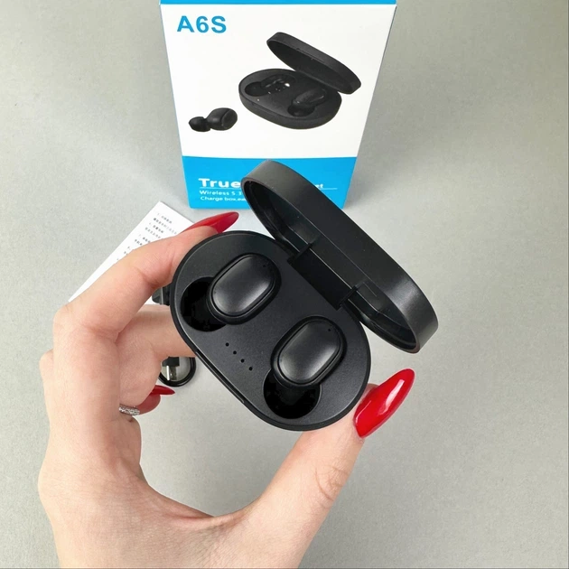 Бездротові вакуумні Bluetooth навушники Air Twins A6S TWS гарнітура з боксом для зарядки - Фото 5 Бездротові вакуумні Bluetooth навушники Air Twins A6S TWS гарнітура з боксом для зарядки - зображення 5