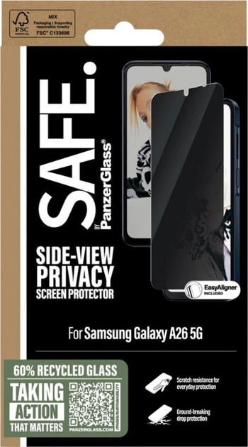 Szkło ochronne PanzerGlass SAFE. Ultra-Wide Fit Privacy do Samsung Galaxy A26 5G (5715685017711) - obraz 2