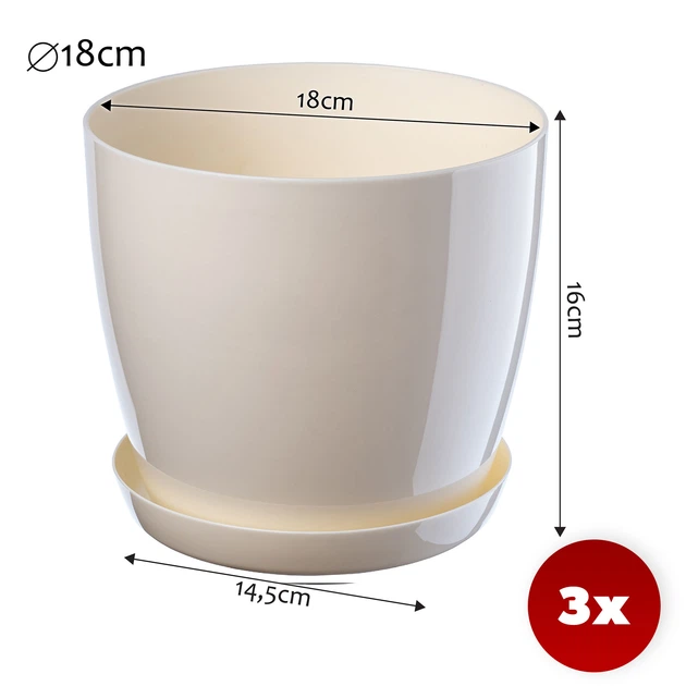 Квітковий горщик з блюдцем Kadax Agen K8138 3 шт - зображення 2