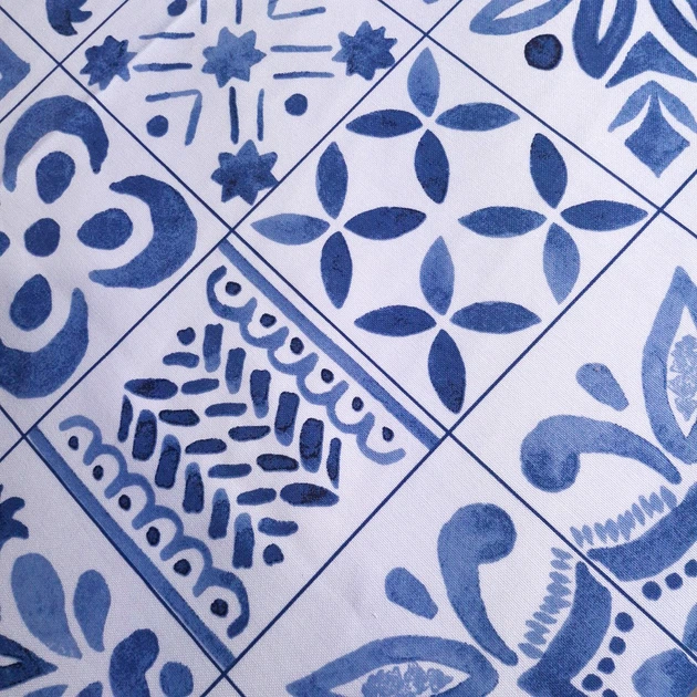 Скатерть SoundSleep Blue Mosaic водоотталкивающая 130х180 см белая (2800005024364) - изображение 8