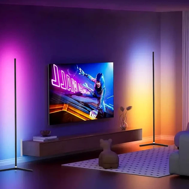 Підлогова лампа RGB 180см LED світильник із USB для освітлення кутового простору колір чорний матеріал ПВХ - зображення 4