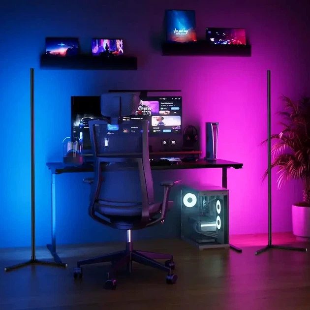 Підлогова лампа RGB 180см LED світильник із USB для освітлення кутового простору колір чорний матеріал ПВХ - зображення 6
