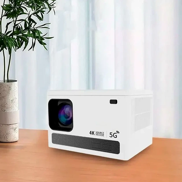 Портативний проектор 4K HD з Android 10 Wi-Fi Bluetooth для домашнього кінотеатру білий пластиковий - зображення 7