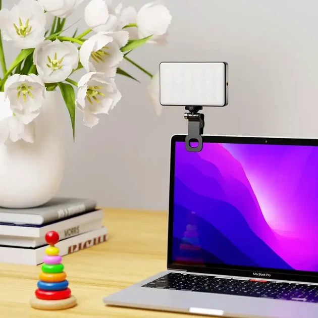 LED лампа на прищепке светодиодная черная с RGB светом для видео и фото съемки TikTok - изображение 4