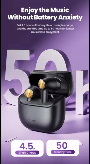 Бездротові навушники Toocki TWS Bluetooth 5.3 ENC (TTWS-CL01-Black) - зображення 6