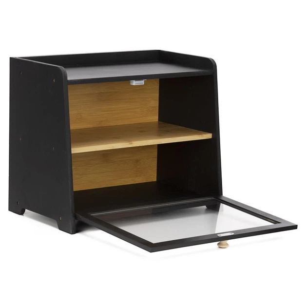 Хлібниця Springos бамбукова двоярусна з віконцем чорна KI0160 (5908455306133) - зображення 2