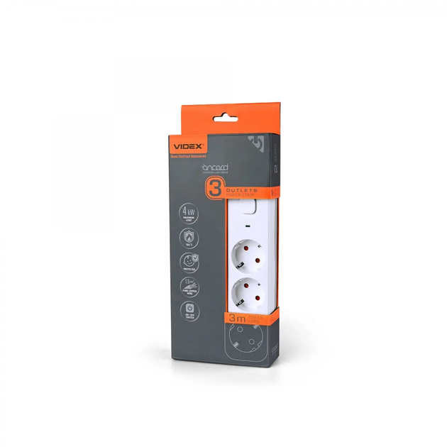 Сетевой удлинитель VIDEX ONCORD 3п 3м 1.5мм с/с и кнопкой White VF-PD33G-W,484886 - Фото 1 Сетевой удлинитель VIDEX ONCORD 3п 3м 1.5мм с/с и кнопкой White VF-PD33G-W,484886 - изображение 1
