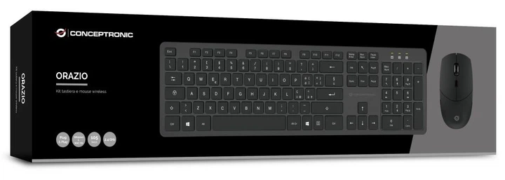 Zestaw bezprzewodowej Conceptronic Wireless Keyboard+Mouse EN (IT) Black (ORAZIO01IT) - obraz 5