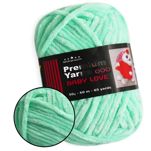 Плюшевая пряжа для вязания Премиум Бэби Лав Premium Yarn Baby Love 50 г, Мятный No345 - Фото 1 Плюшевая пряжа для вязания Премиум Бэби Лав Premium Yarn Baby Love 50 г, Мятный No345 - изображение 1