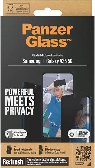 Szkło hartowane PanzerGlass Privacy Screen Protector Ultra-Wide Fit do Samsung Galaxy A35 5G (5711724173578) - obraz 4
