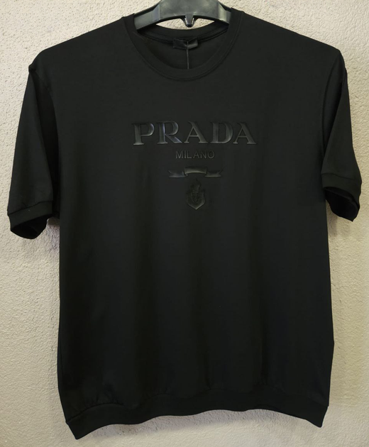 Чоловіча футболка батальна Prada чорний бавовна 4ХL (0845) - Фото 1 Чоловіча футболка батальна Prada чорний бавовна 4ХL (0845) - изображение 1