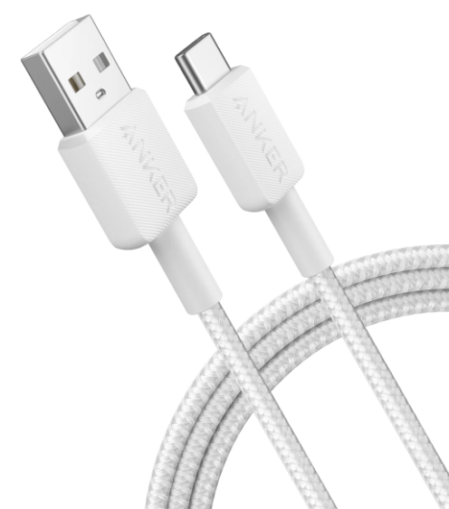 Кабель Anker 322 USB-A to USB-C - 1.8m Nylon білий (6908156) - изображение 2