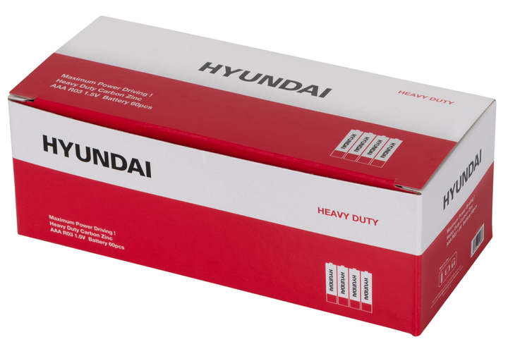 Батарейка HYUNDAI R03 AAA Shrink 4 Heavy Duty (6793737) - Фото 2 Батарейка HYUNDAI R03 AAA Shrink 4 Heavy Duty (6793737) - зображення 2