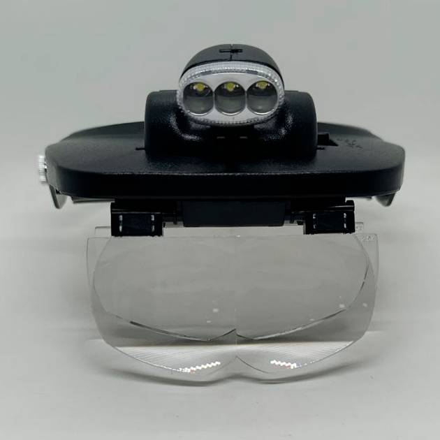 Лупа-очки бинокулярная MG81001E 3LED подсветка 4 сменных линзы 1.2X/1.8X/2.5X/3.5X Black-Grey - изображение 3