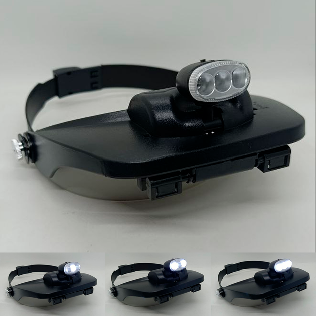 Лупа-очки бинокулярная MG81001E 3LED подсветка 4 сменных линзы 1.2X/1.8X/2.5X/3.5X Black-Grey - изображение 5