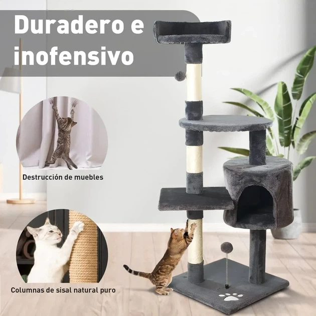 Игровой комплекс для кошек с когтеточкой и домиком MT04 40×40×116 см - Фото 3 Игровой комплекс для кошек с когтеточкой и домиком MT04 40×40×116 см - изображение 3