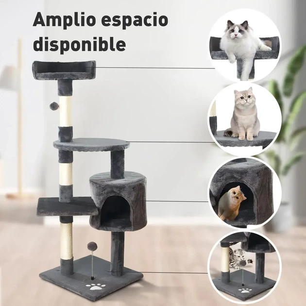 Игровой комплекс для кошек с когтеточкой и домиком MT04 40×40×116 см - Фото 4 Игровой комплекс для кошек с когтеточкой и домиком MT04 40×40×116 см - изображение 4