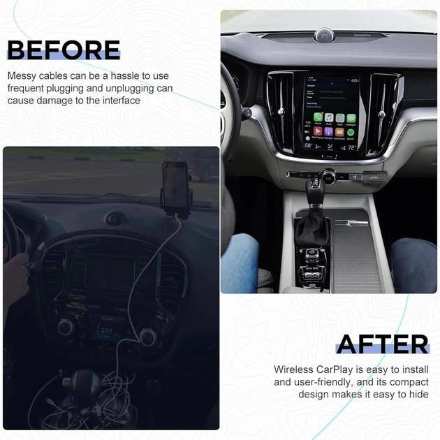 Беспроводной адаптер CarPlay для Apple iOS 12+ для авто 2017-2024г, преобразование ведущего Карплея, Bluetooth - изображение 4