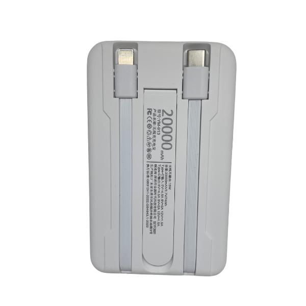 Магнітний Power Bank 20000 mAh 22.5W LX-DX132 з бездротовою зарядкою MagSafe та вбудованими кабелями білий - изображение 5
