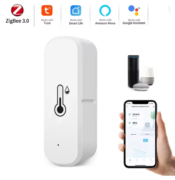 Умный Zigbee термометр гигрометр комнатный Tuya Smart life с датчиком температуры и влажности белый – 9018648 - изображение 5