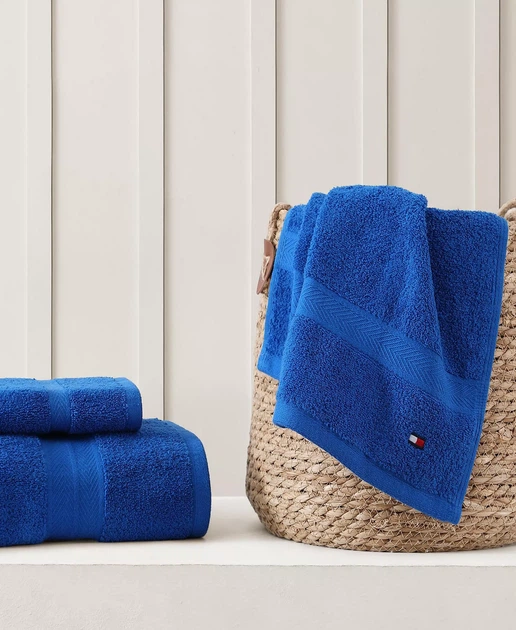 Банний рушник Tommy Hilfiger Modern American Solid Cotton Bath Towel, синій, electric blue 76*138см - зображення 2