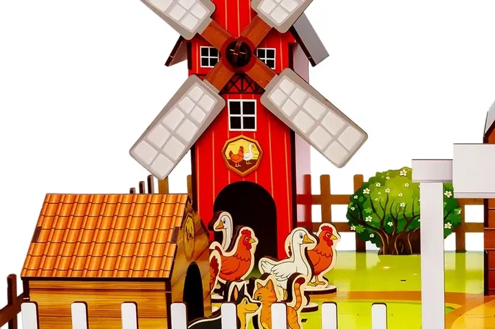 Конструктор деревянный PuzzleOk Веселый фермер 3D 106 деталей - Фото 7 Конструктор деревянный PuzzleOk Веселый фермер 3D 106 деталей - изображение 7