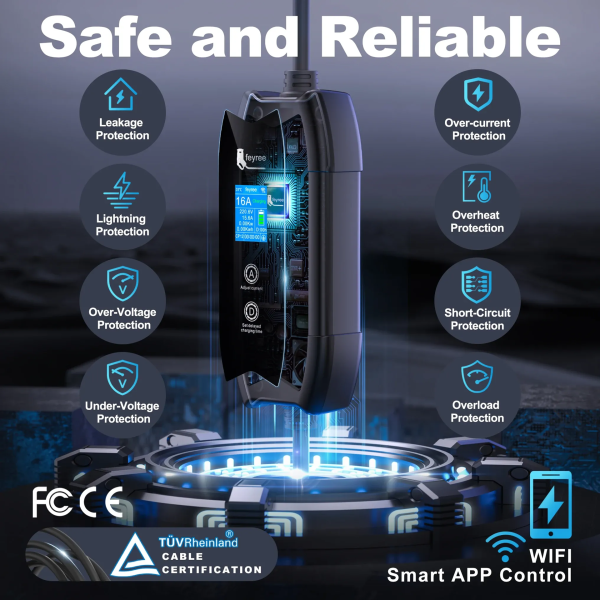 Зарядка для електромобіля Feyree Tesla 3,5 кВт 16A Cat EV F9 App Version Wi Fi - изображение 7
