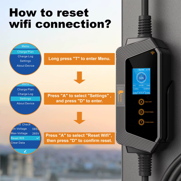 Зарядка для електромобіля Feyree 7кВт 32A GB/T Hero EV H8 APP Wi Fi - изображение 4