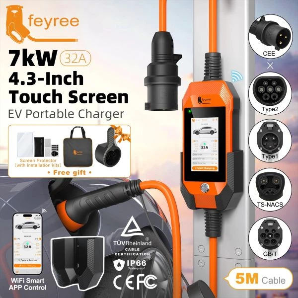 Зарядка для електромобіля Feyree 11кВт 16A, 3-фази Type2 Lion EV Ultra, Wi-Fi Orange - зображення 2