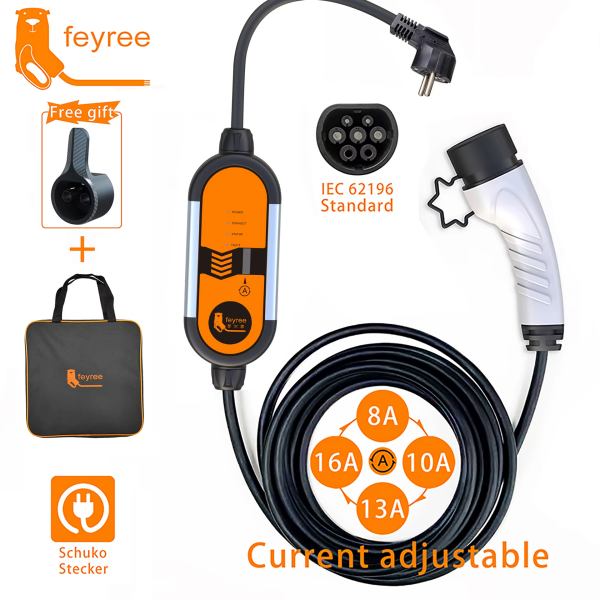 Зарядка для електромобіля Feyree 3.5 кВт 16A, Type2 Fox EV L7 - Фото 2 Зарядка для електромобіля Feyree 3.5 кВт 16A, Type2 Fox EV L7 - зображення 2