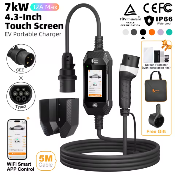Зарядка для електромобіля Feyree 7кВт 32A Type2 Lion EV-Ultra, Wi-Fi Black - зображення 2