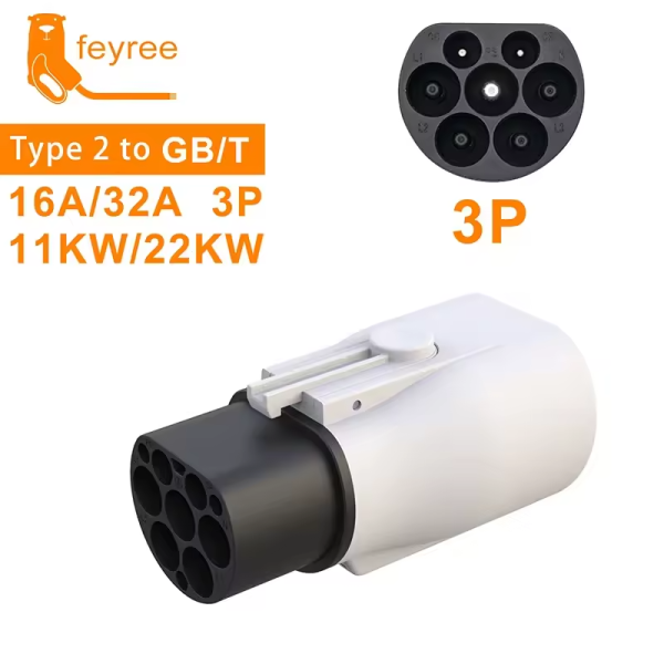 Перехідник 22 квт 32А 3-фази TYPE 2 на GB/T AC (китайське авто) Адаптер TYPE 2 на GB/T - зображення 3