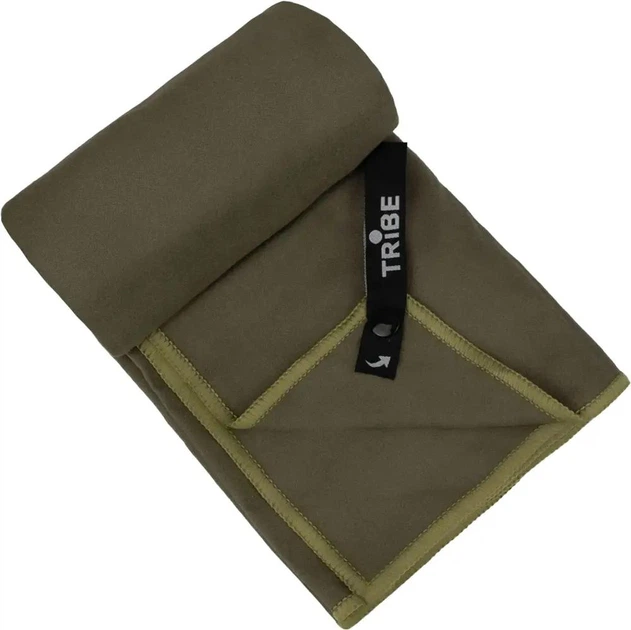 Рушник Tribe Pocket Towel микрофибра быстросохнущий с петлей и чехлом Army Green 60х120 см - изображение 2
